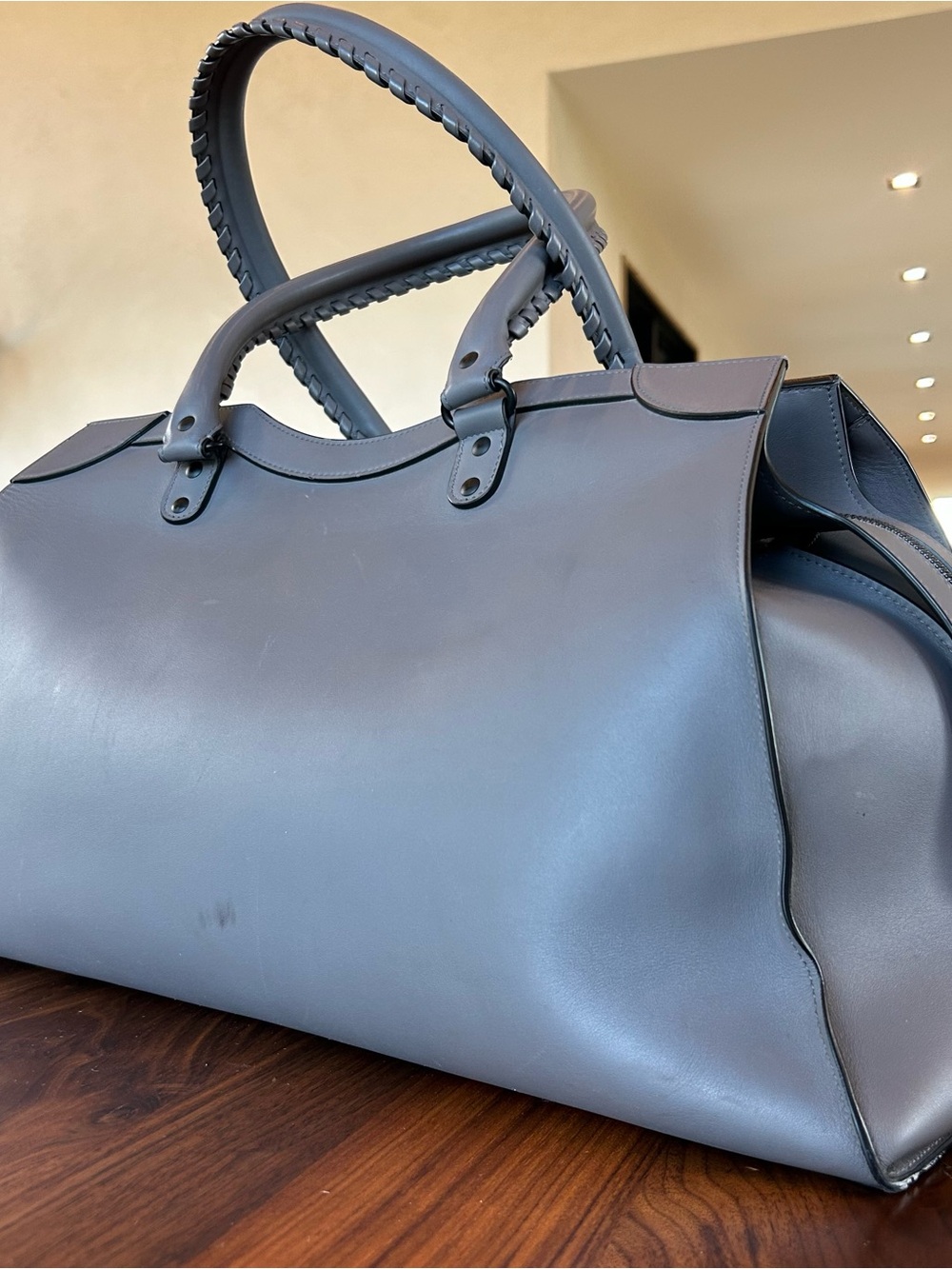 Balenciaga Neo- Grey Leather Tote with Braided Handles - Picture 11 of 17